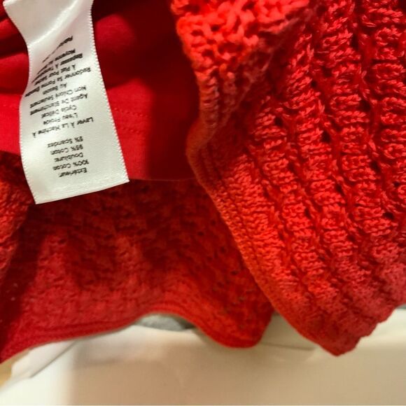 TALBOTS  DOUBLE-V CROCHET PEPLUM SWEATER red Short Sleeve Size M - Picture 10 of 10